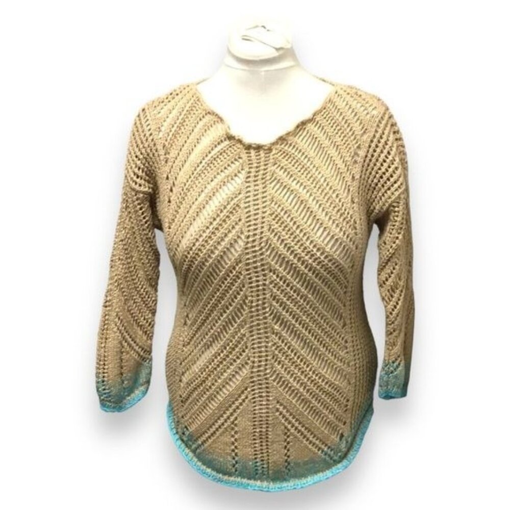 Coldwater Creek Vintage Crochet Tunic Cover-up, Beige, size XL